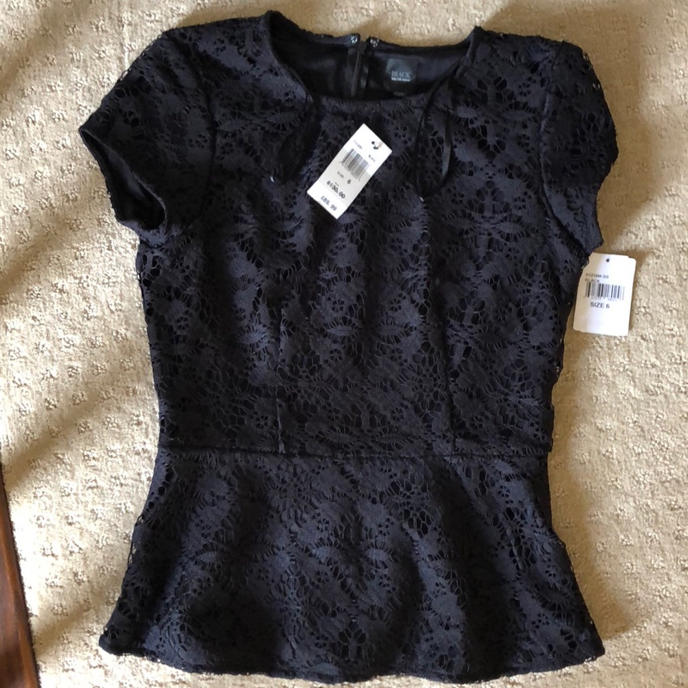 NWT BLACK saks fifth avenue peplum shirt - size 6